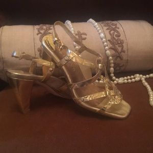 Taryn Designer Gold Sandals Size 8